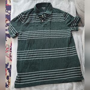 Old Navy Green and White Pinstriped Polo Shirt